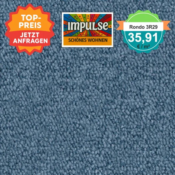 Vorwerk Teppichboden in Draufsicht – helles Blau mit gleichmäßiger Schlingenstruktur, frische Optik und hochwertige Qualität